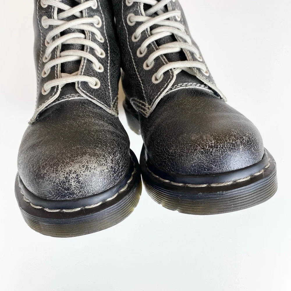 RARE Dr. Martens Pascal Leather 8-Eyelet Boots in Black/White Cristal Suede 5 - Picture 6 of 12